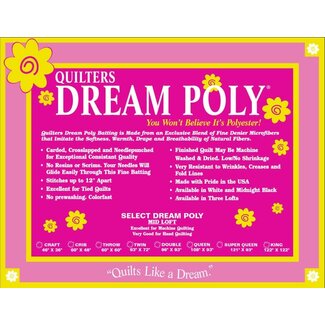 Quilters Select Quilters Dream Black Poly Batting Select Roll 121in wide  .26cm or $26.M