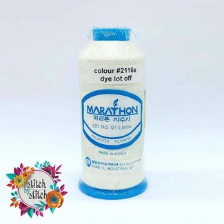 Marathon Colour 2116 Off White - 5000mtr POLY EMBROIDERY THREAD  Off White (Varies from Colour Card)