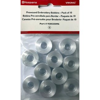 Husqvarna Viking HV Prewound Embroidery Bobbins White (group 8,9)