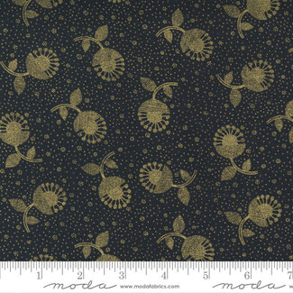 Moda Whispers Metallic, Crazy Daisy, Black Gold (33550 14) $0.21 per cm or $21/m