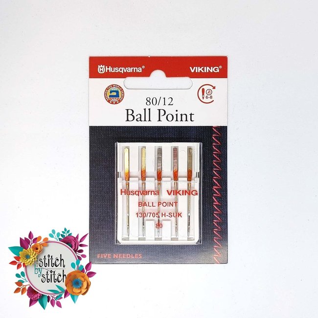 Husqvarna Viking Ball Point Needle - Size 80/12 5 pack