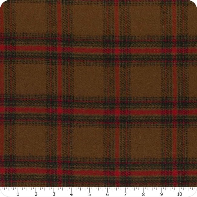 Primo Flannel Plaids (Maple Lake), Brown w Red 113- Per Cm or $16/m