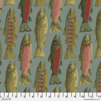 Martha Negley Go Fish, Trout - Aqua (PWMN019.AQUA) $0.16 per cm or $16/m