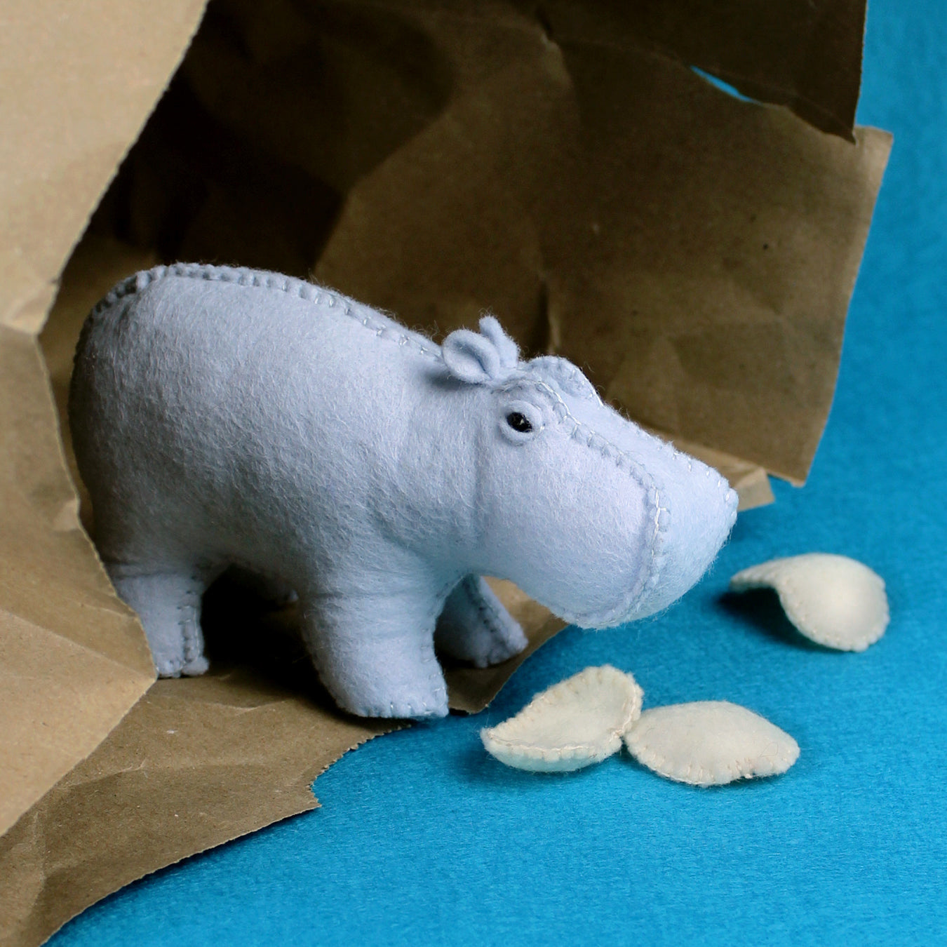 House Hippo Hand Stitching Felt Kit Stitch by Stitch