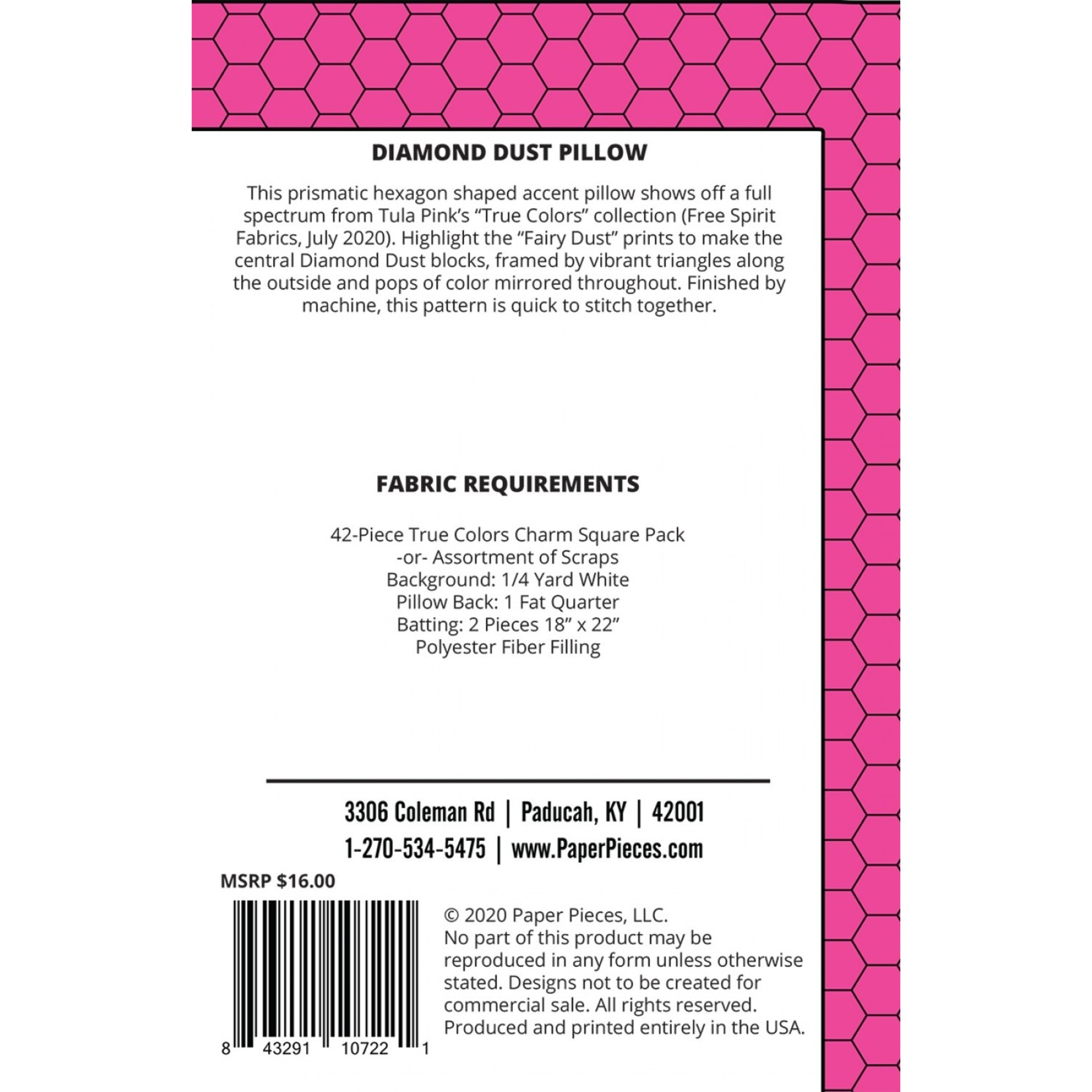 Tula Pink Diamond Dust Pillow Pattern & Paper Pieces (EPP)