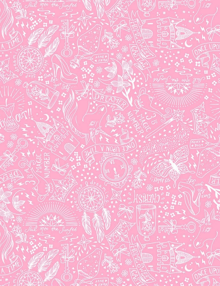 Dear Stella Once Upon A Time, Pink (DS1492-BEG) $0.20 per cm or $20/m