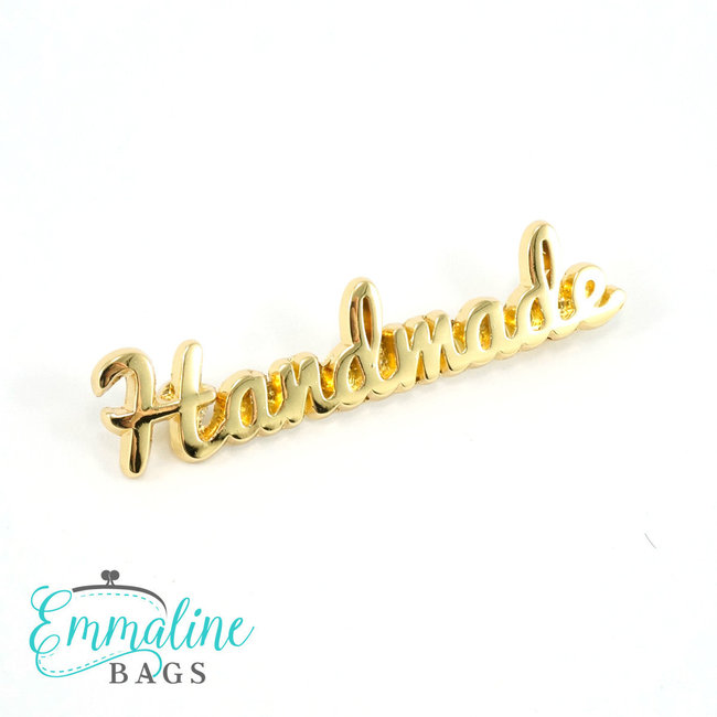 Metal Bag Label: Script Style "Handmade"
