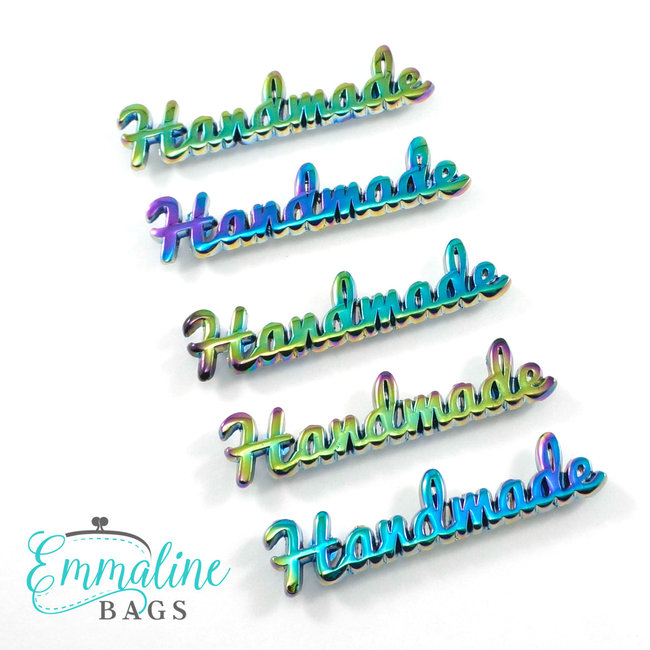 Metal Bag Label: Script Style "Handmade"