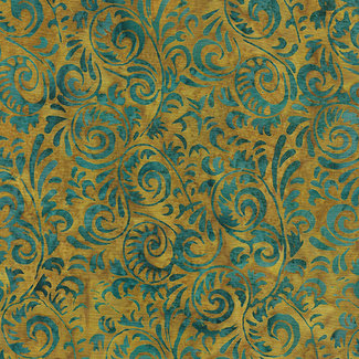 Island Batiks Peacock Plumes, Spirals, Moss (112128644) $0.20 per cm or $20/m