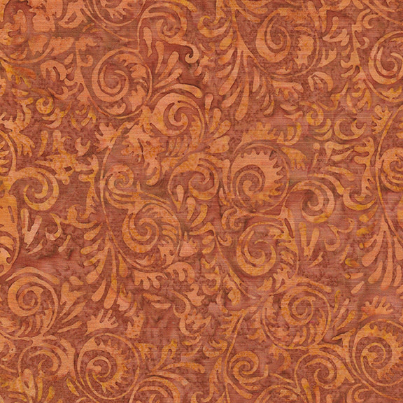 Island Batiks Peacock Plumes, Spirals, Cinnamon (112128270) $0.20 per cm or $20/m