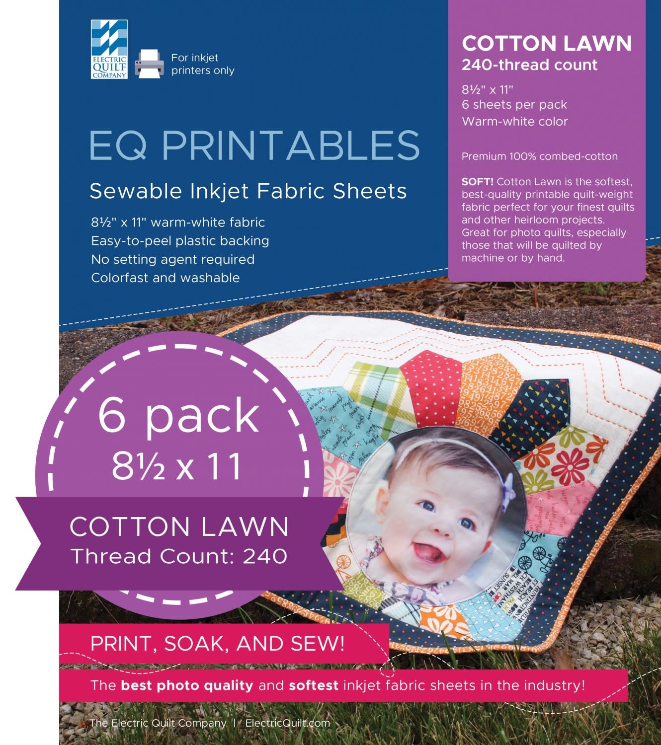 Electric Quilt Company EQ Cotton Lawn Inkjet Fabric Sheets