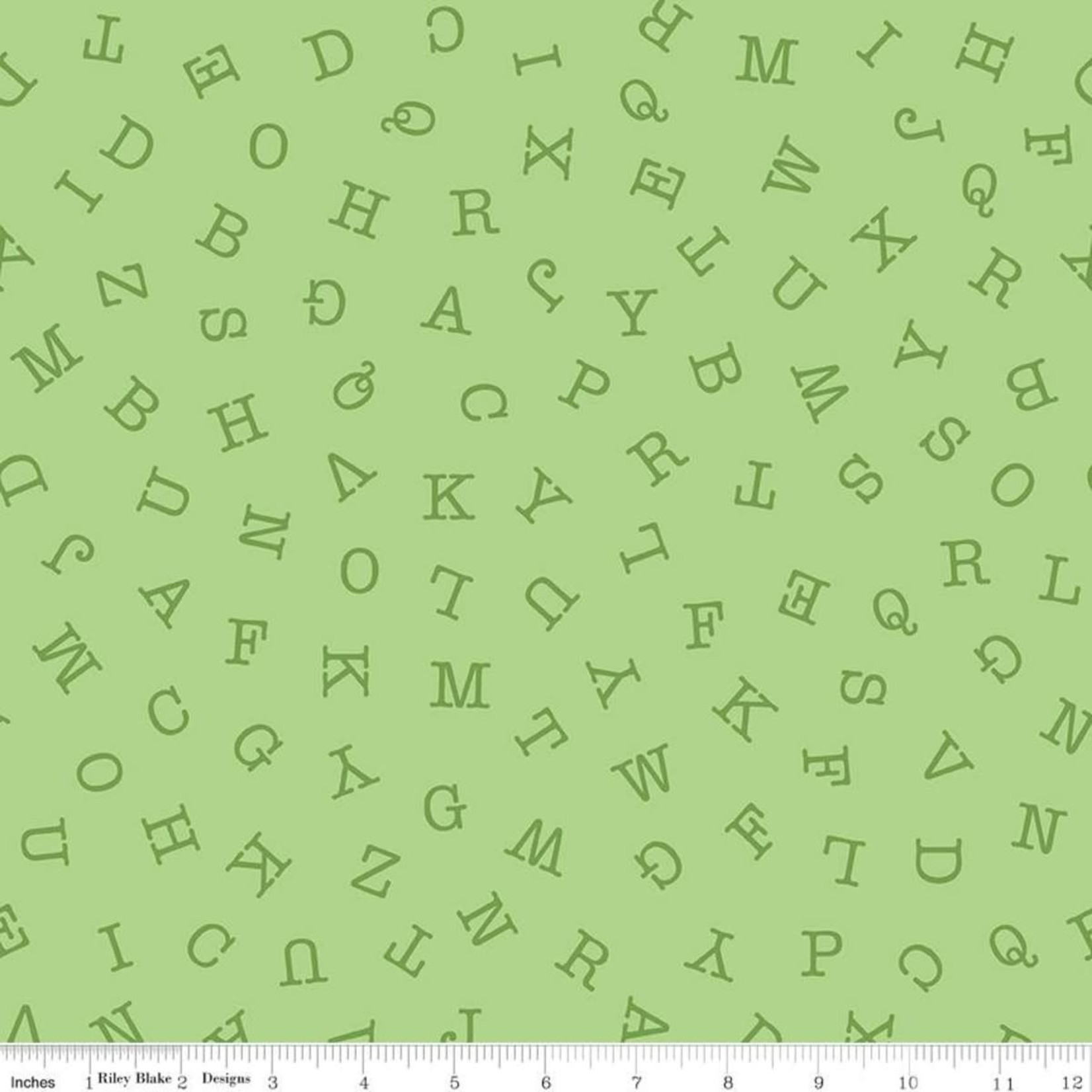 Riley Blake Designs 85cm Hungry Animal Alphabet, ABC Toss, Celery  $20/m