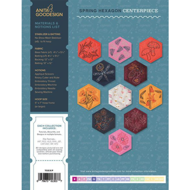 Anita Goodesign - Spring Hexagon Centrepiece Embroidery