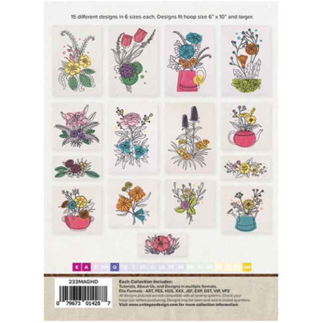 Organza Garden Mix and Match Quilting Collection Hoop sizes 6” x 10” to 9.5” x 14”