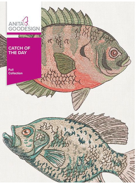 Anita Goodesign Catch of the Day Full Collection Hoop sizes 6” x 10” to 9.5” x 14”