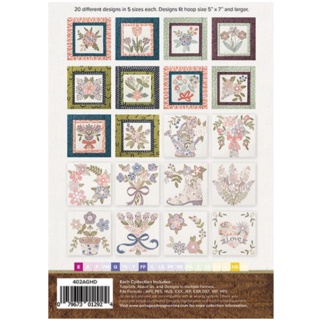 Hand Stitched Bouquet Quilt Mix & Match Quilting Collection Hoop sizes 5” x 7” to 9.5” x 14”