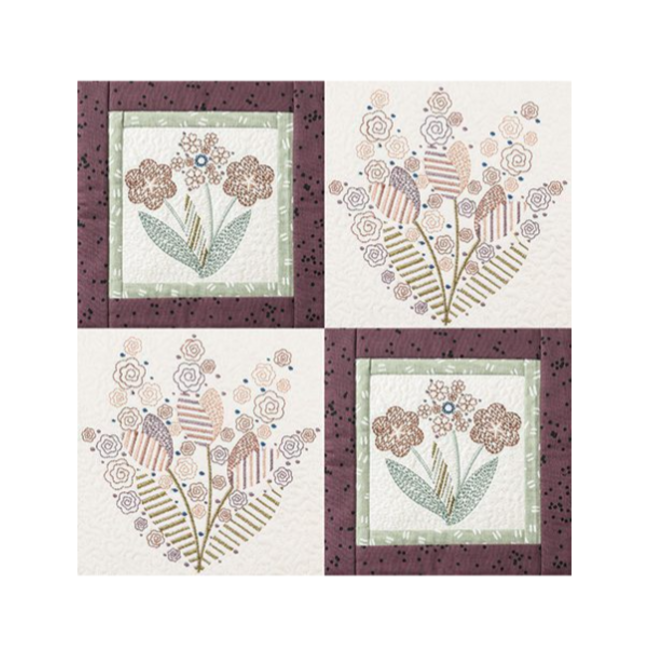 Hand Stitched Bouquet Quilt Mix & Match Quilting Collection Hoop sizes 5” x 7” to 9.5” x 14”