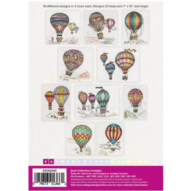 Fly Away with Me Full Collection Hoop sizes 7” x 12” to 9.5” x 14”