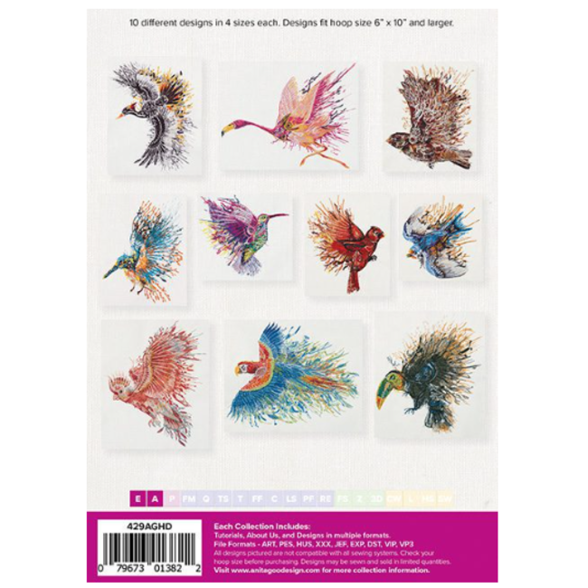 Abstract Birds Full Collection Hoop sizes 6” x 10” to 9.5” x 14”