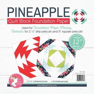 It's Sew Emma Pineapple Quilt Block Foundation Paper Piecing Pad, 42 sheets, 12in blocks