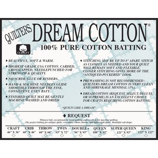 Dream Cotton DREAM COTTON REQUEST KING NATURAL BATTING 122" x 120"