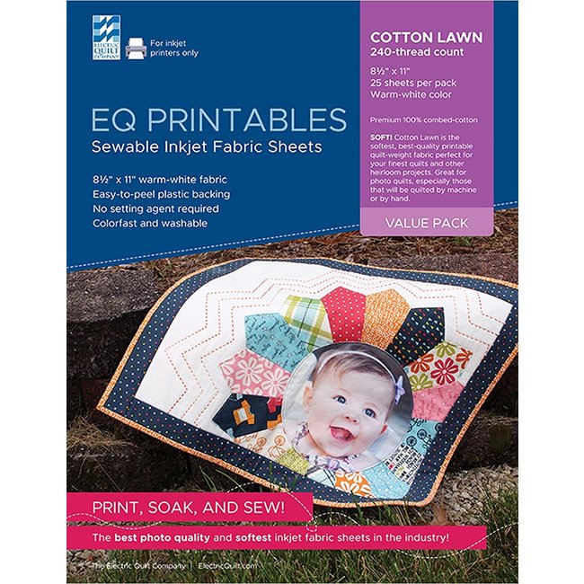 EQ Printables for Inkjet Printers - Cotton Lawn 8.5" X 11” (25 Sheets)