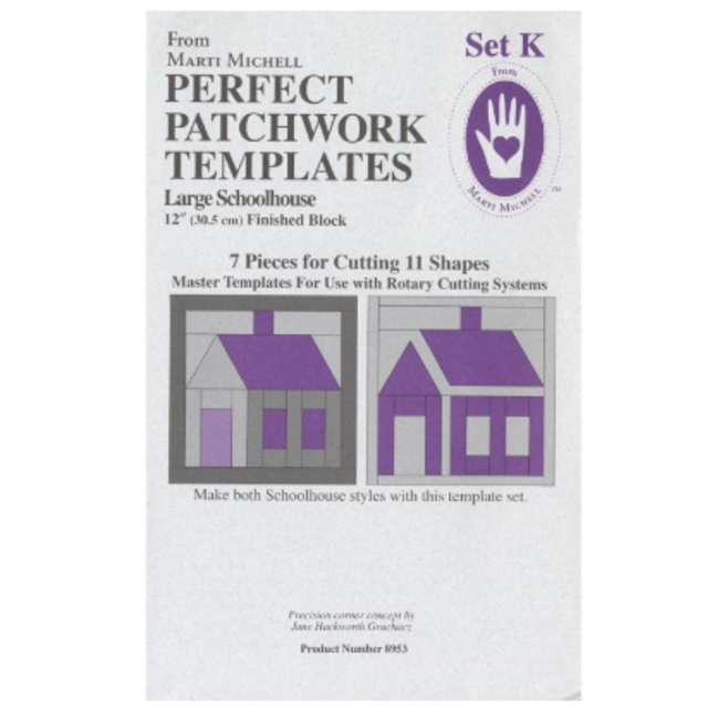 Perfect Patchwork templates, Large Schoolhouse  set K (12")  (DISCONTINUED WHILE SUPPLIES LAST)