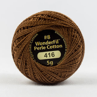 Wonderfil Eleganza 8 wt 2-ply Egyptian Perle Cotton Thread for Handwork, EL5G-416, Milk Chocolate 5g ball, 38.4m