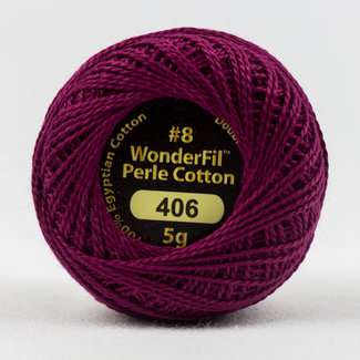 Wonderfil Eleganza 8 wt 2-ply Egyptian Perle Cotton Thread for Handwork, EL5G-406, Grape Jelly 5g ball, 38.4m