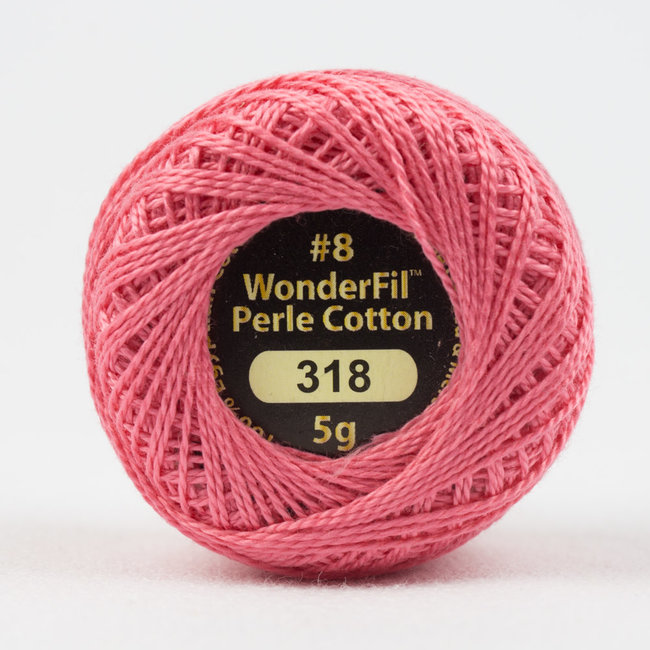 Eleganza 8 wt 2-ply Egyptian Perle Cotton Thread for Handwork, EL5G-318, Bubble Gum 5g ball, 38.4m