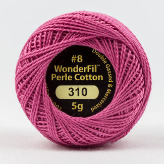 Wonderfil Eleganza 8 wt 2-ply Egyptian Perle Cotton Thread for Handwork, EL5G-310, Pink Gloss 5g ball, 38.4m