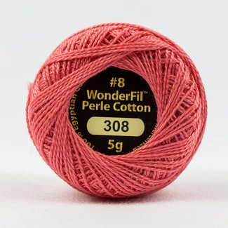 Wonderfil Eleganza 8 wt 2-ply Egyptian Perle Cotton Thread for Handwork, EL5G-308, Raspberry Frosting 5g ball, 38.4m