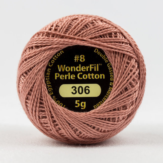 Eleganza 8 wt 2-ply Egyptian Perle Cotton Thread for Handwork, EL5G-306, Rosy Tan 5g ball, 38.4m