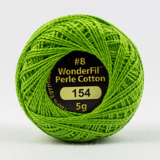 Wonderfil Eleganza 8 wt 2-ply Egyptian Perle Cotton Thread for Handwork, EL5G-154, Granny Smith 5g ball, 38.4m