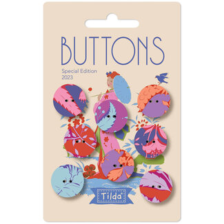Tilda Bloomsville Buttons Blue Red 18mm 8 pcs 400056