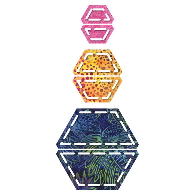GO! Half Hexagon-1", 1 1/2", 2 1/2" Sides
