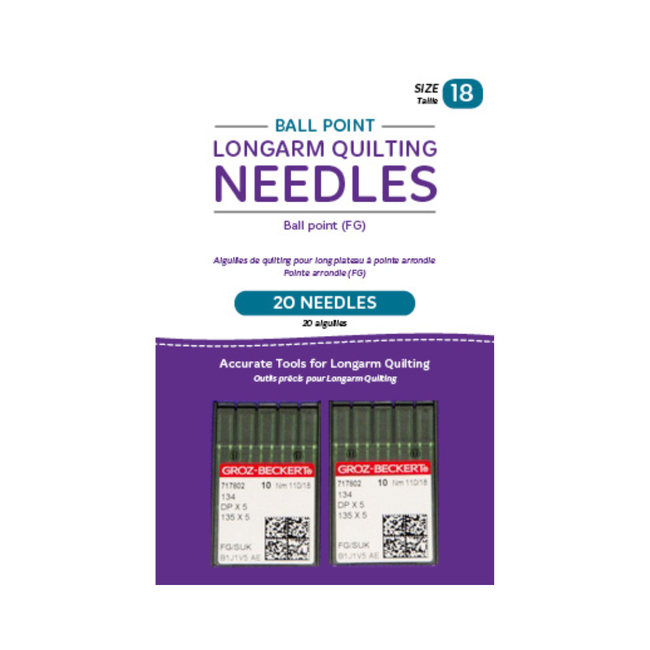 Needles, Longarm, Ballpoint, 18/110-FG, Package of 20