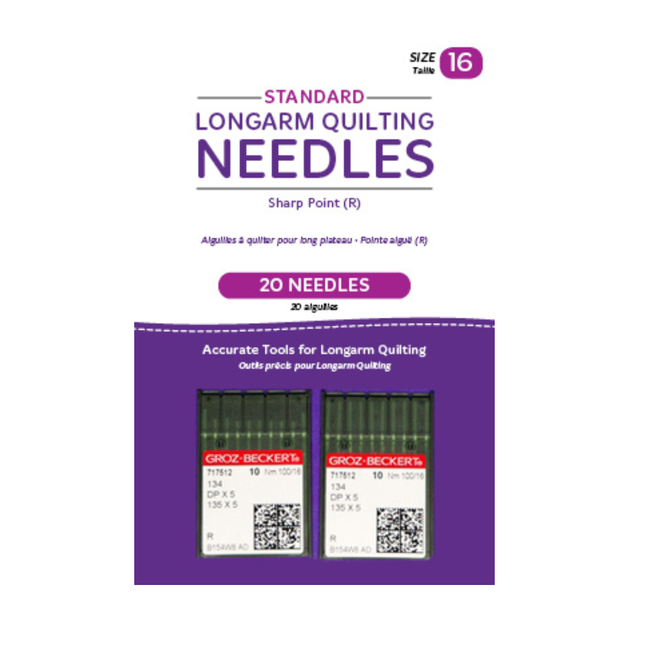 Needles, Longarm, Standard, 16/100-R Sharp, Package of 20