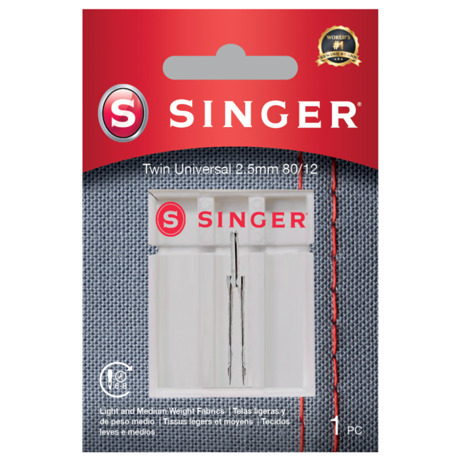 Singer Twin Universal 2.5mm Needles 80/12 - 1 pk