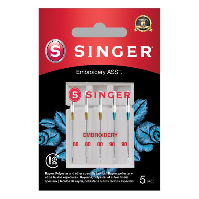 Singer Embroidery Needles ASST - 5 pk