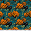 FreeSpirit Storybook Halloween, Pumpkin Patch - Turquoise per cm or $17/m