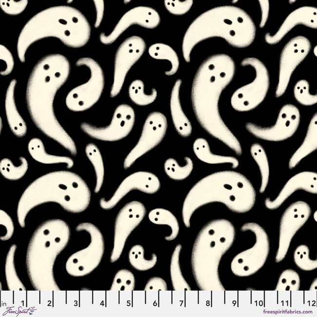 Storybook Halloween, Who Ghost There - Black per cm or $17/m