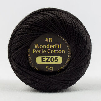 Wonderfil Eleganza 8 wt 2-ply Egyptian Perle Cotton Thread for Handwork, EL5G-5, Licorice 5g ball, 38.4m