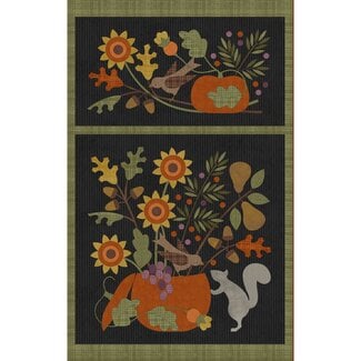 Maywood Autumn Harvest Flannel, Autumn Harvest Panel (27) - Black Panel