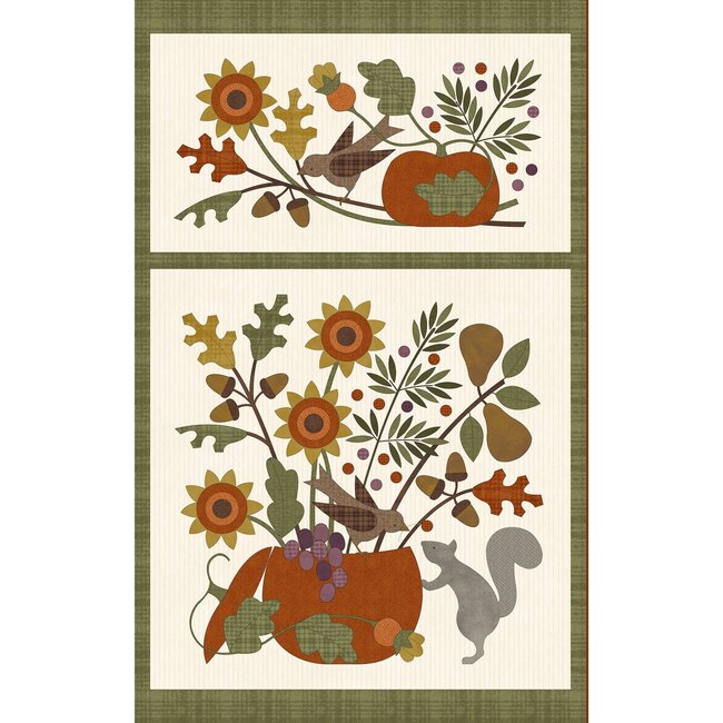 Autumn Harvest Flannel, Autumn Harvest Panel (27) - Cream Panel