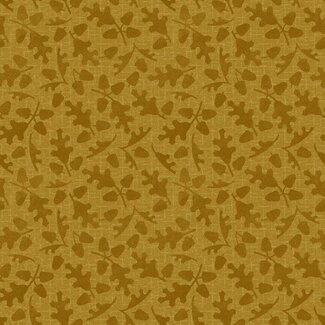 Maywood Autumn Harvest Flannel, Tonal Leaves - Yellow, per cm or $22/m