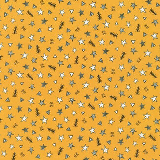 Robert Kaufman 95 cm NEIGHBOURHOOD PALS, Stars on Yellow, $0.11/cm