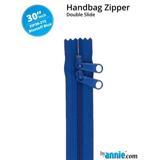 Double Slide Handbag Zipper 30" Blast Off Blue