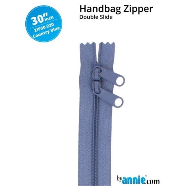 Double Slide Handbag Zipper 30" Country Blue