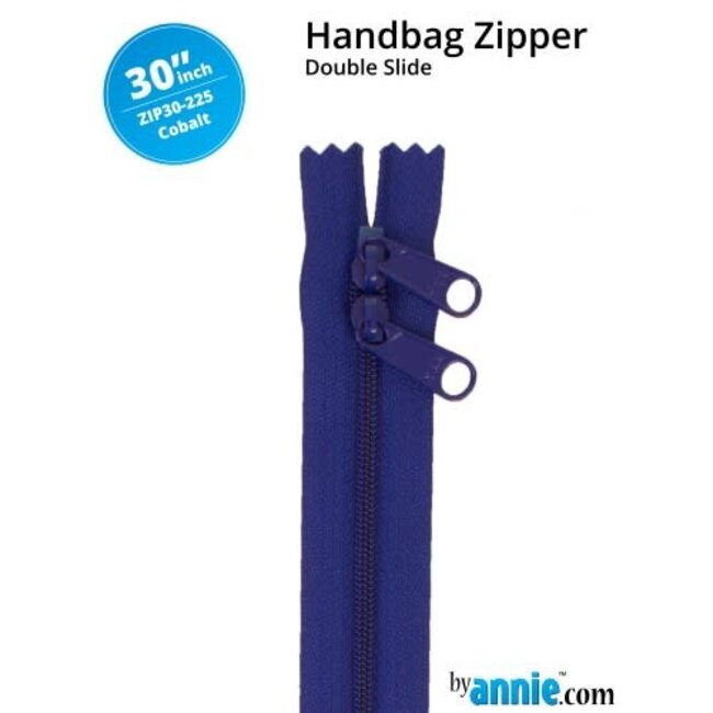 Double Slide Handbag Zipper 30" Cobalt